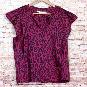 Rebecca Minkoff | Maroon Animal Pattern Blouse